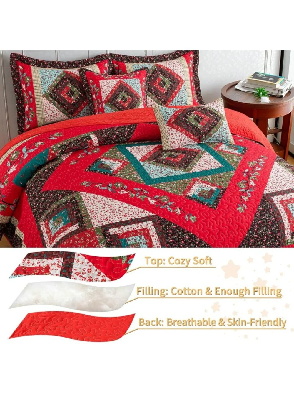 Lightweight Cotton California King Quilt - Cozy Farmhouse Bedspread for All